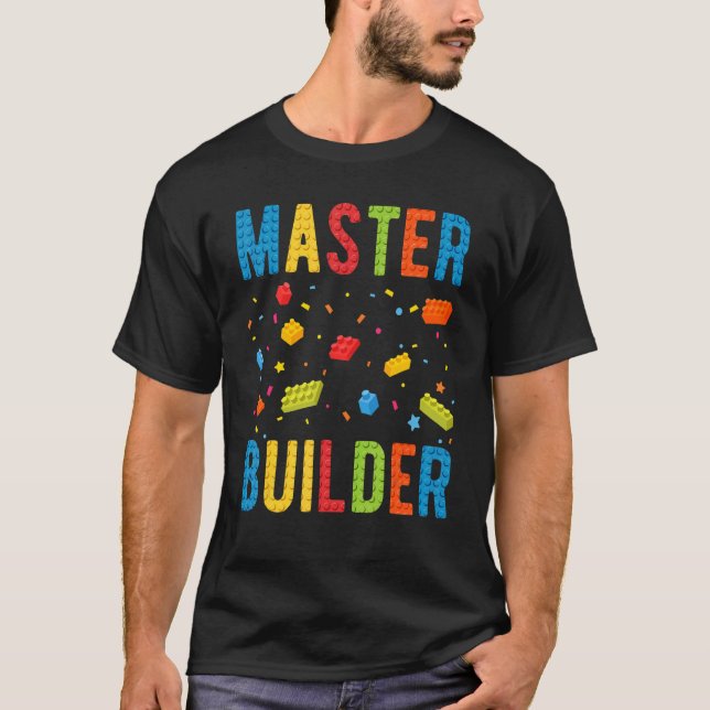 Master Builder Kids Gebäude blockiert Brick Builde T-Shirt (Vorderseite)