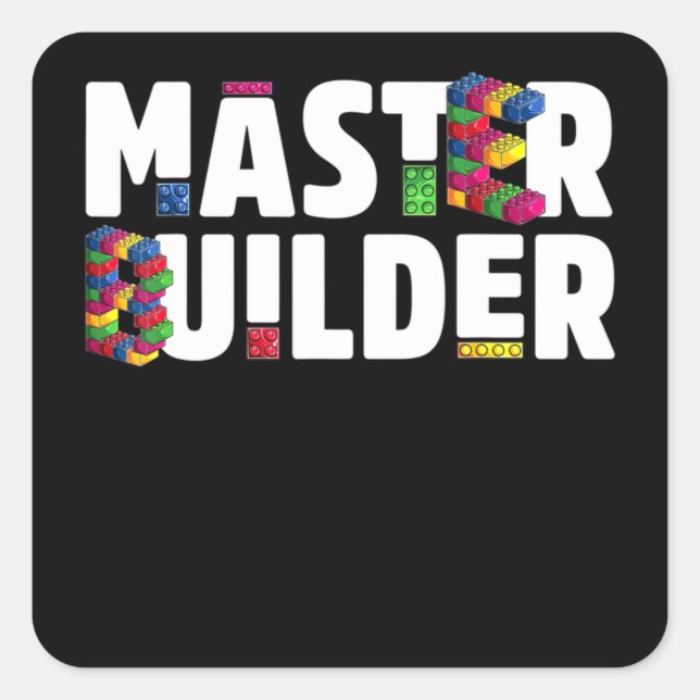 Master Builder Kids Gebäude blockiert Bricks Toys Quadratischer Aufkleber (Vorderseite)