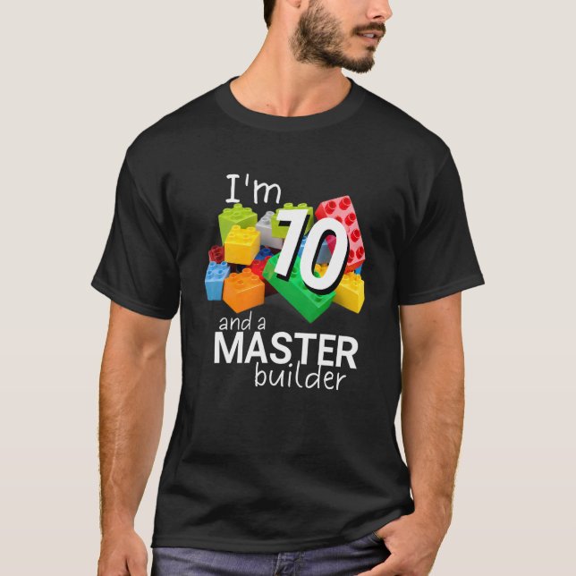 Master Builder Niedlich Block Gebäude 10. Geburtst T-Shirt (Vorderseite)