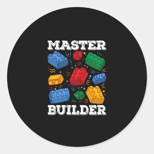 Master Builder Niedlich Block Gebäude Kids Toys Br Runder Aufkleber (Vorderseite)