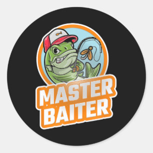 Master Byiter Vintag B Fishing Funny Angler 1 Runder Aufkleber