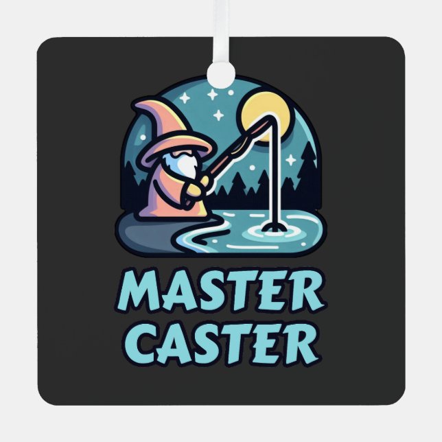 Master Caster Fantasy Fishing Ornament Aus Metall (Vorderseite)