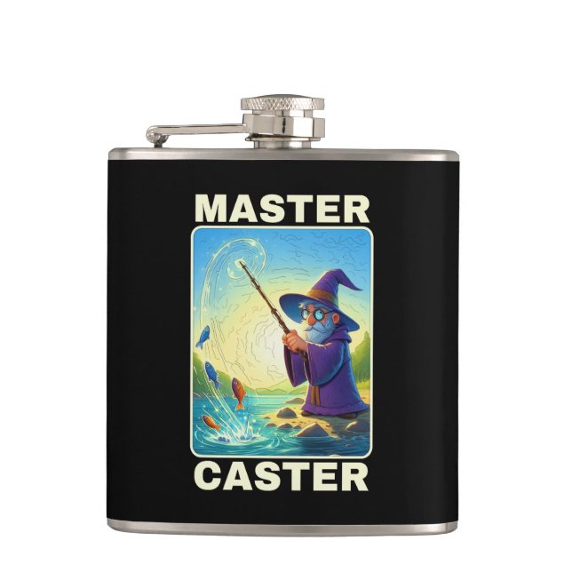 Master Caster - Zauberer für die Fischerei Flachmann (Vorderseite)