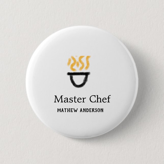 Master chef add name black pan yellow fire fume co button (Vorderseite)