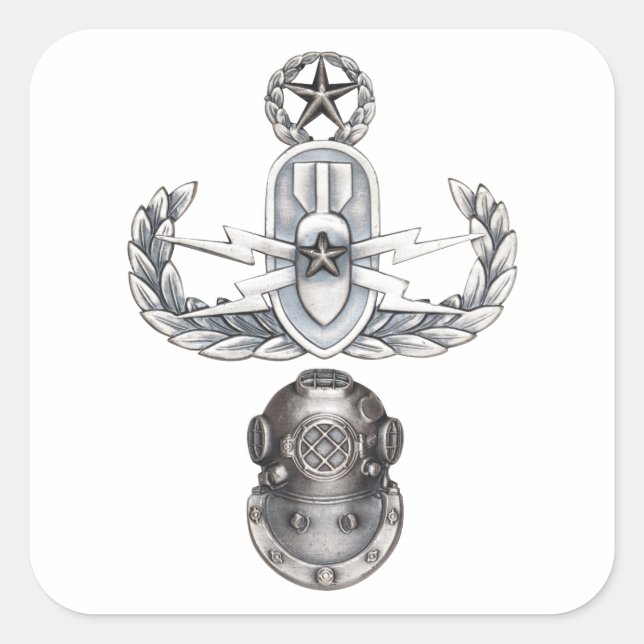 Master EOD 2. Klasse Taucher Quadratischer Aufkleber (Vorderseite)