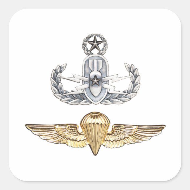 Master EOD Parachutist Quadratischer Aufkleber (Vorderseite)