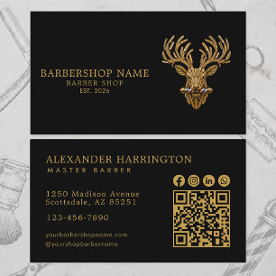 Master Friseursalon Gold Stag Qr Code Social Icons Visitenkarte