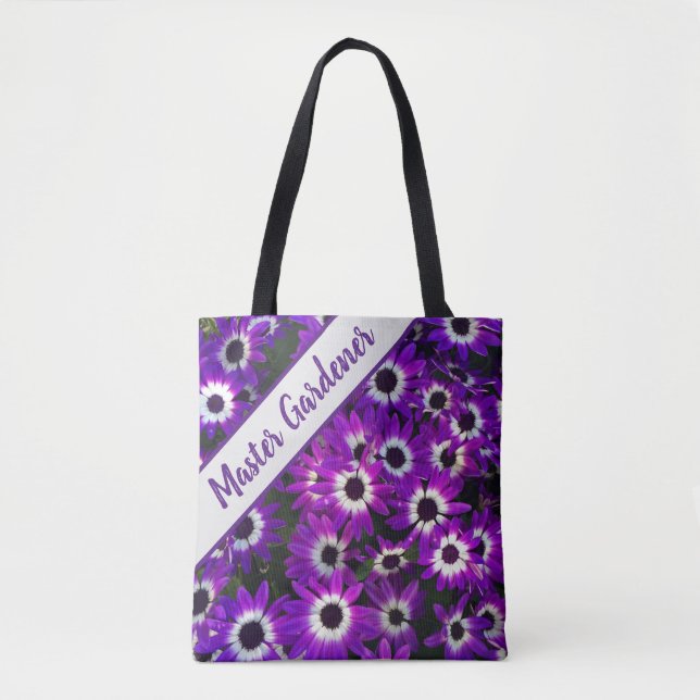 Master Gardener Bright Lila Blume Vivid Floral Tasche (Vorderseite)