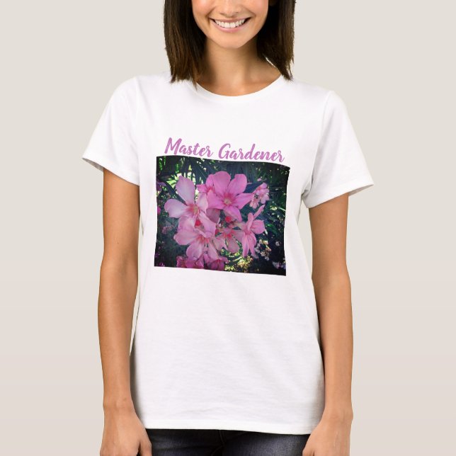Master Gardener Bright Pink Oleander Foto Blume T-Shirt (Vorderseite)