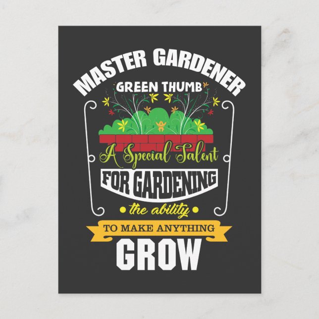 Master Gardener Green Thumb Pflanze Blume Postkarte (Vorderseite)