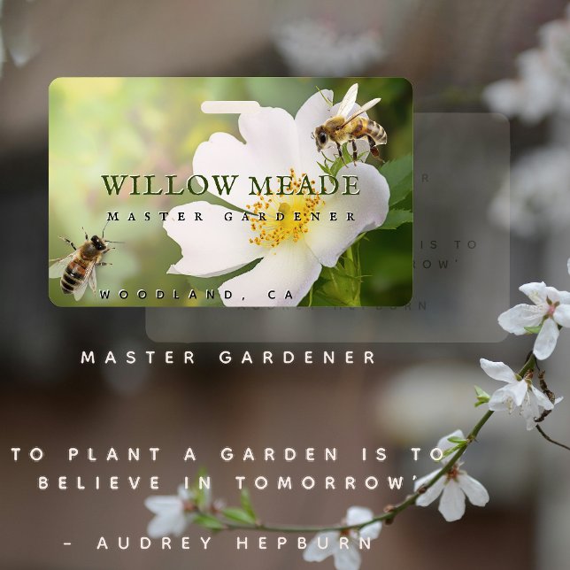 Master Gardener ID Abzeichen mit Blume und Bienen Ausweis (Von Creator hochgeladen)