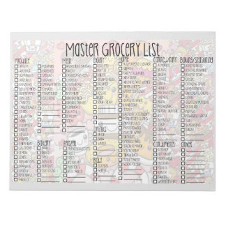Master-Lebensmittelliste Pad Notizblock
