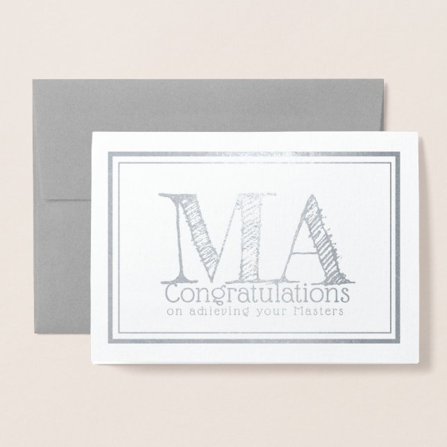 Master of Art Abschluss Silbergratulationskarte Folienkarte (Vorderseite mit Umschlag)