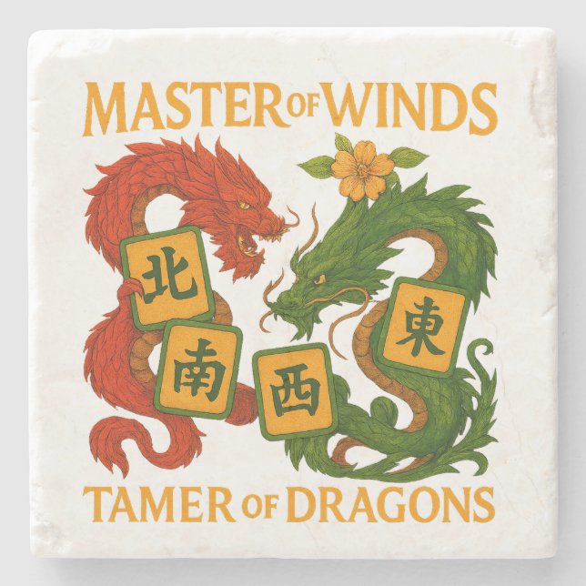 Master of Winds-Tamer of Dragons Mahjong Coasters Steinuntersetzer (Vorderseite)