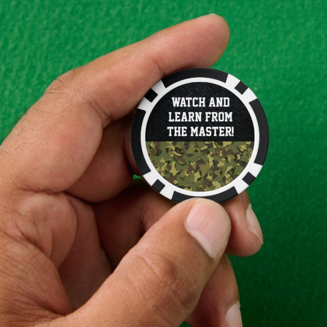 Master Poker Player Camouflage Black Cool Funny Pokerchips (Hand)