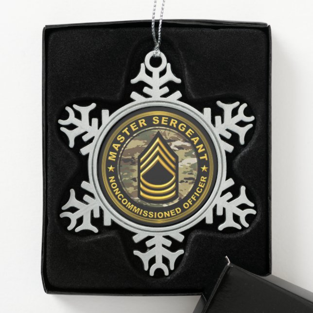 Master Sergeant Weihnachten Schneeflocken Zinn-Ornament (Box)