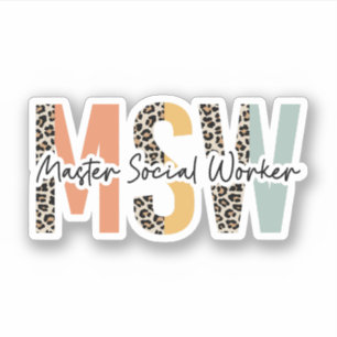 Master Social Worker MSW Abschluss, Sozialarbeit Aufkleber