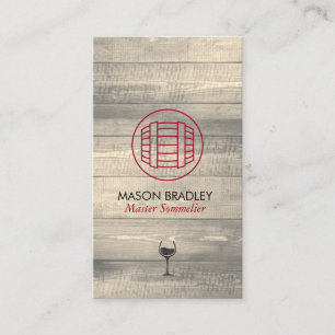 Master Sommelier Wine Barrel Wood Visitenkarte