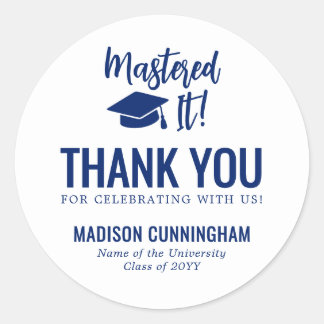 Mastered It Masters Degree Graduation Thank You Runder Aufkleber