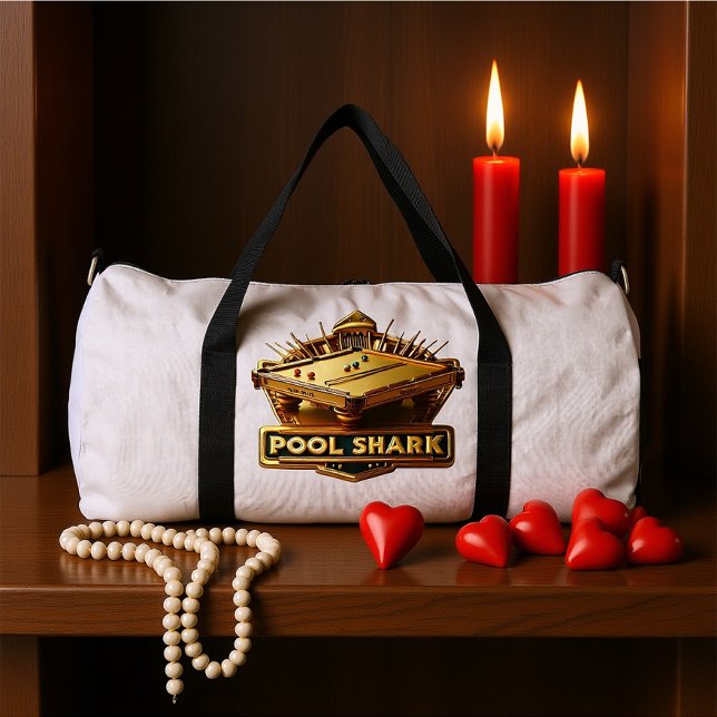 Mastering the Game: Pool Shark Logo on Pool Table Duffle Bag (Von Creator hochgeladen)