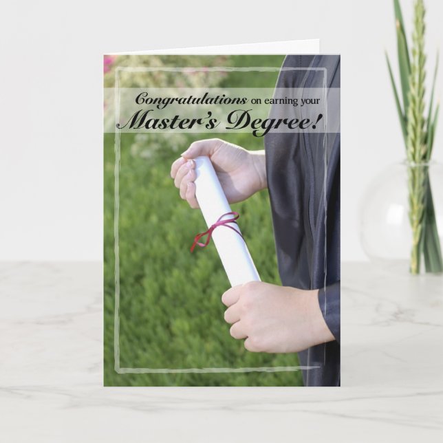 Master's Degree Abschluss Glückwunsch Karte (Vorderseite)