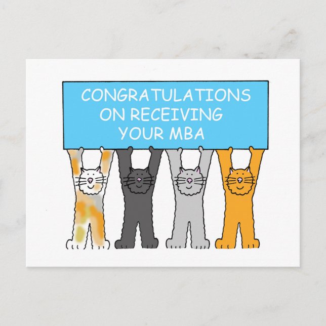 Masters Degree Herzlichen Glückwunsch Cartoon Cats Postkarte (Vorderseite)