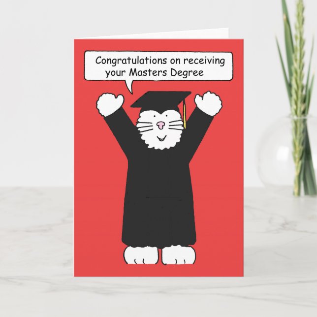 Masters Degree Herzlichen Glückwunsch Cat Lover Karte (Vorderseite)