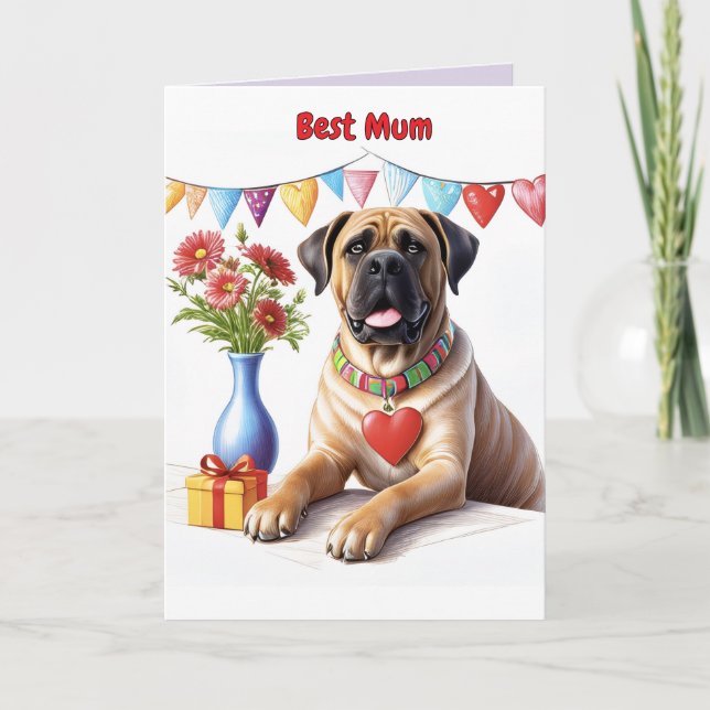 Mastiff auf einer Feier Karte (Vorderseite)