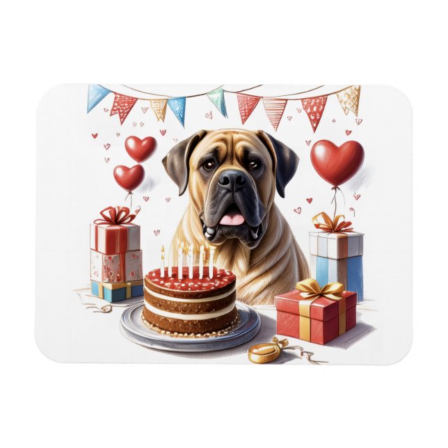 Mastiff auf einer Feier Magnet (Horizontal)