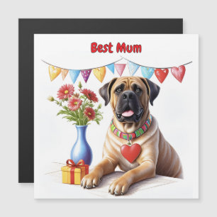 Mastiff auf einer Feier Magnetkarte