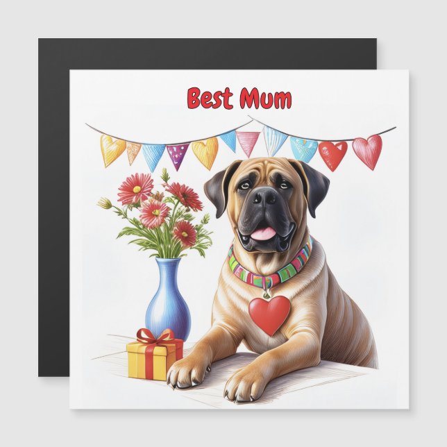 Mastiff auf einer Feier Magnetkarte (Vorne/Hinten)