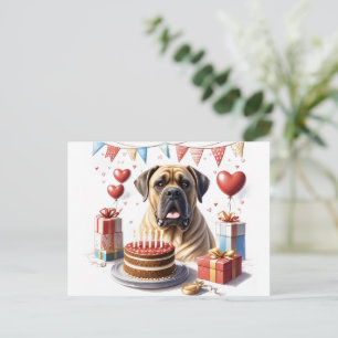 Mastiff auf einer Feier Postkarte