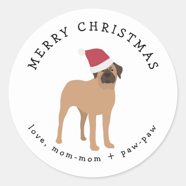 Mastiff chien autocollant cadeau de Noël (Devant)