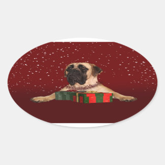 Mastiff Christmas Ovaler Aufkleber
