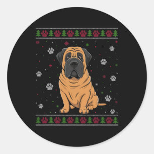 Mastiff Christmas Sweater Xmas Haustier Hund Liebe Runder Aufkleber