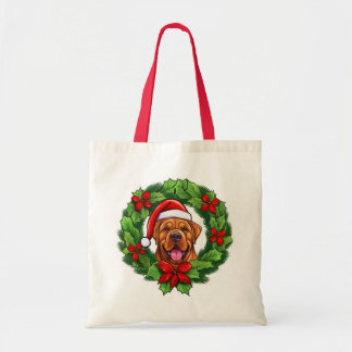 Mastiff Christmas Wreath Tragetasche