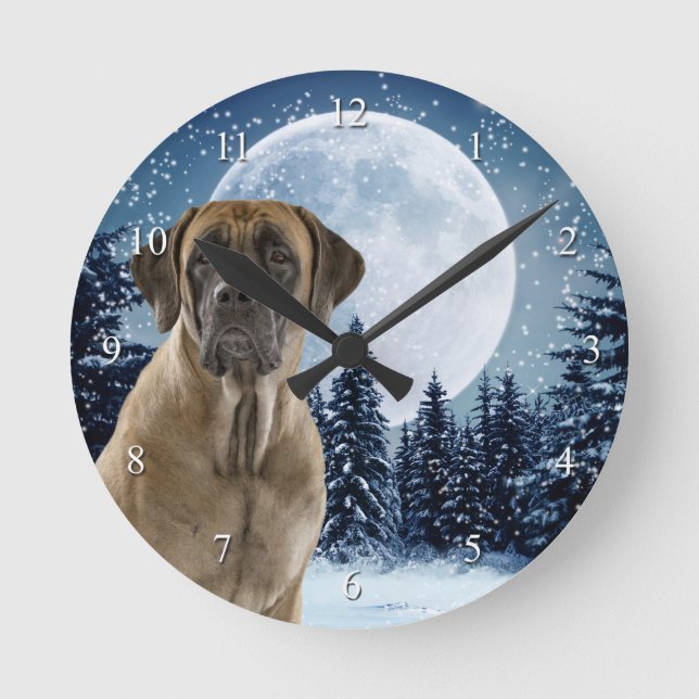 Mastiff Clock Runde Wanduhr (Vorderseite)