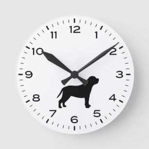 Mastiff Dog Breed Silhouette Runde Wanduhr