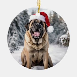 Mastiff Dog Christmas Keepake Keramik Ornament