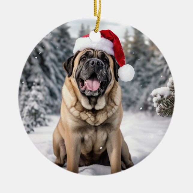 Mastiff Dog Christmas Keepake Keramik Ornament (Vorne)