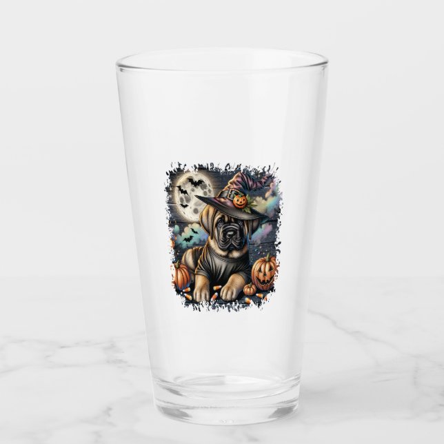 Mastiff Dog Halloween Square Glas (Vorderseite)