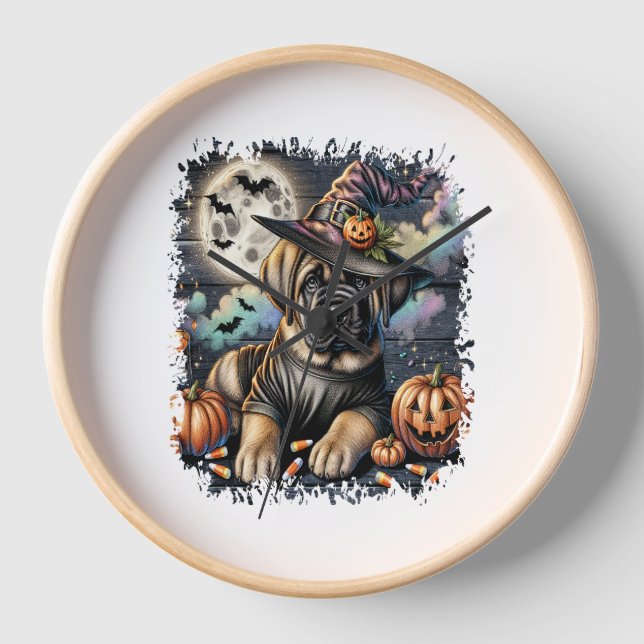 Mastiff Dog Halloween Square Uhr (Vorderseite)