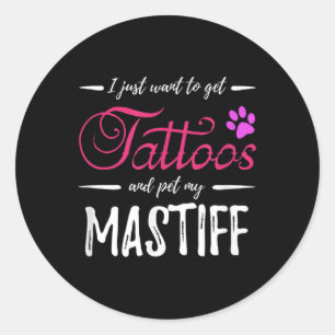Mastiff Dog Lover Tattoo Funny Dog Mama Geschenk I Runder Aufkleber
