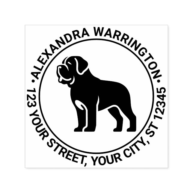 Mastiff Dog Stehend Sil Name Rücksendeadresse Permastempel (Design)