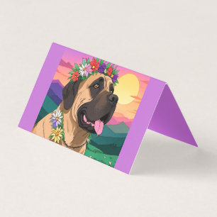 Mastiff dogue anglais avec couronne de fleurs fête