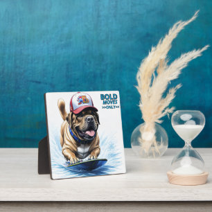 Mastiff englische Dogge Auf Surfbrett Urlaub Fotoplatte