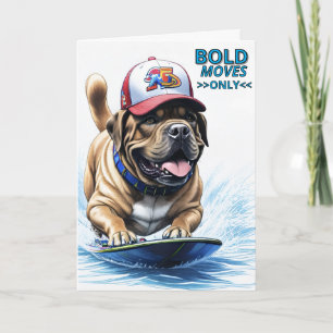 Mastiff englische Dogge Auf Surfbrett Urlaub Karte
