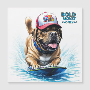 Mastiff englische Dogge Auf Surfbrett Urlaub Magnetkarte