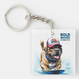 Mastiff englische Dogge Auf Surfbrett Urlaub Schlüsselanhänger