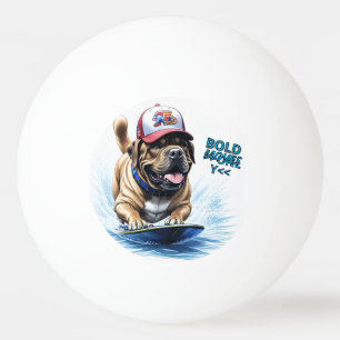 Mastiff englische Dogge Auf Surfbrett Urlaub Tischtennisball